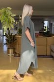 Made in Italy Paulo Pillow Cotton Shirt Dress Khaki